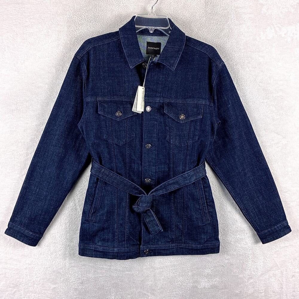 Favorite Daughter Jacket Size S Blue Indigo Denim Trench Preppy Luxury Classic